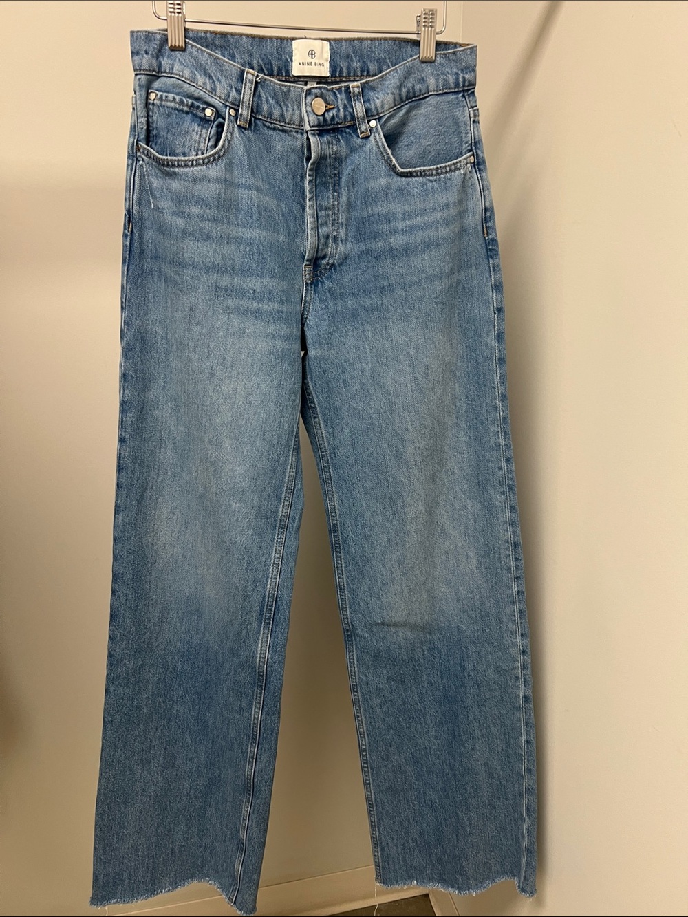 Anine Bing Men's Straight Jeans in Light Blue Denim